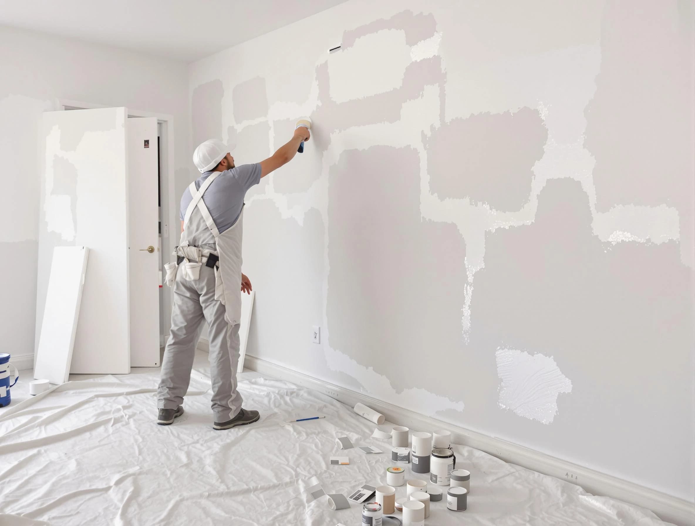 Before and after drywall repair by Bedford House Painters in Bedford