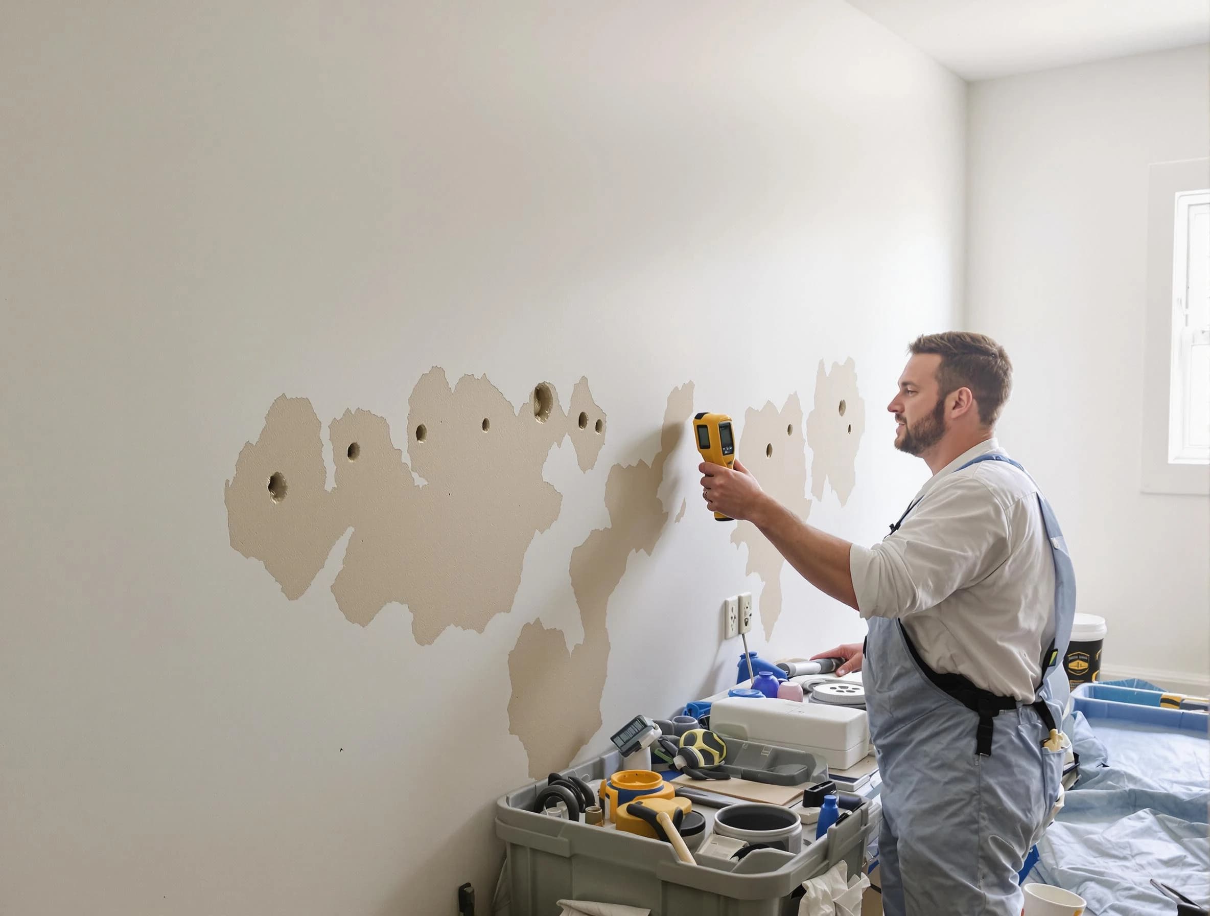 Bedford House Painters repairing damaged drywall in Bedford