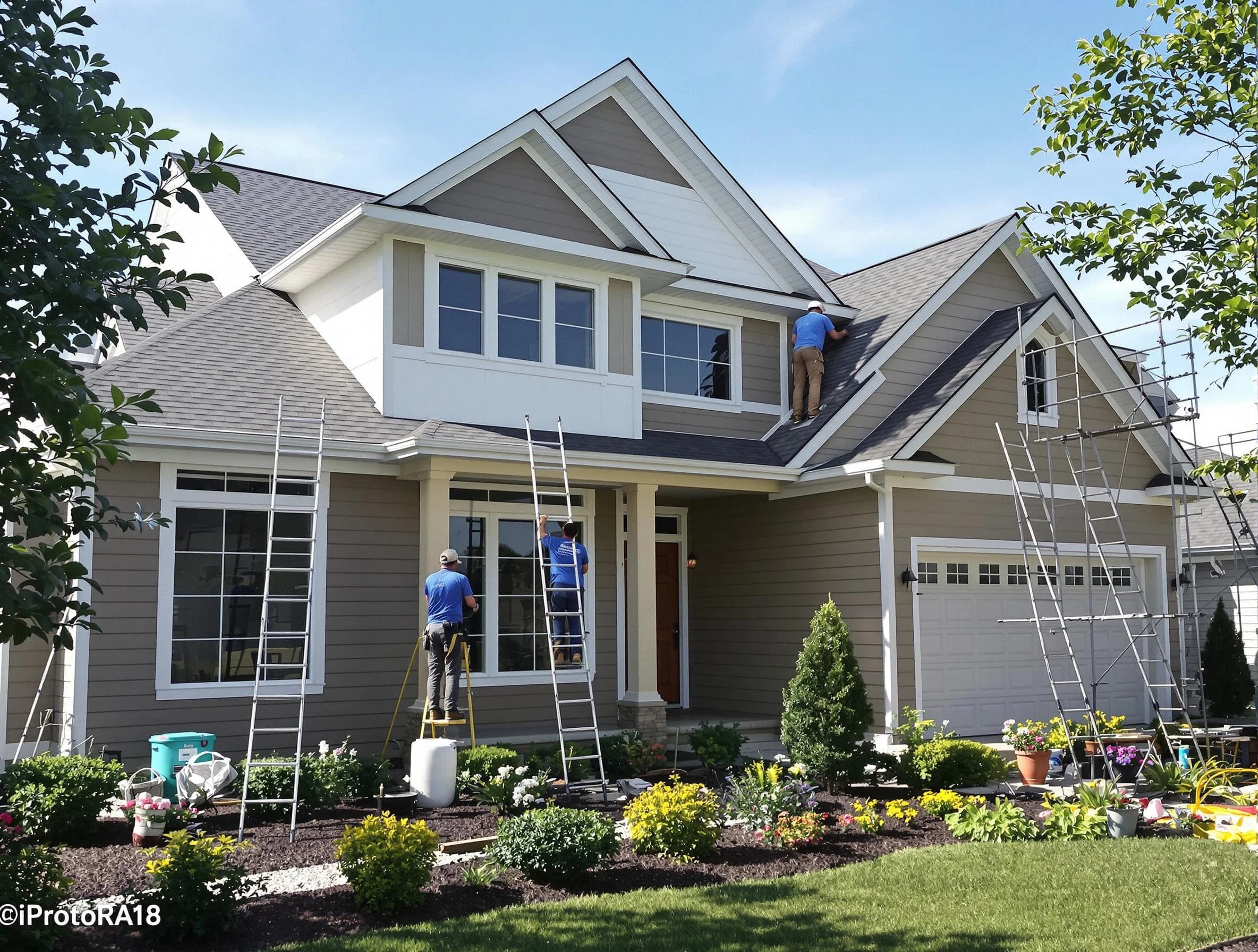 Detailed exterior painting by Bedford House Painters in Bedford