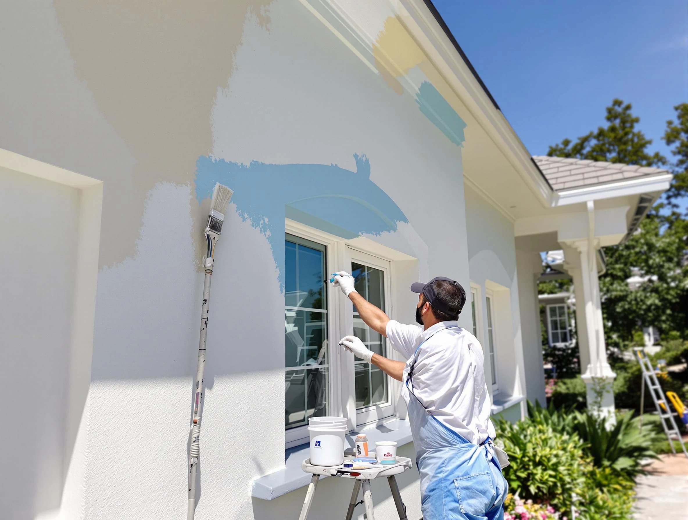 Bedford House Painters professional painting the exterior of a house in Bedford, OH