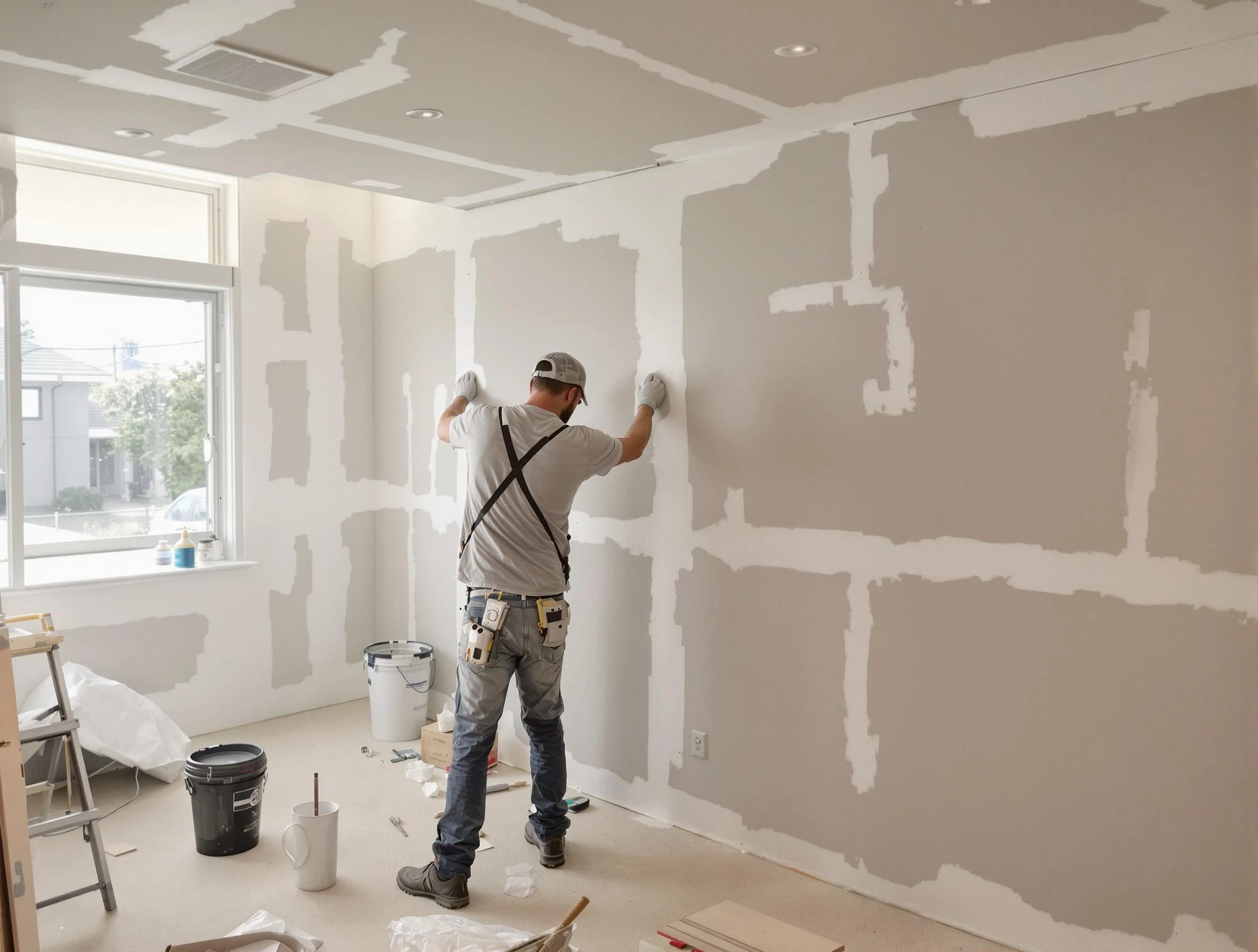Bedford House Painters performing drywall taping and mudding in Bedford