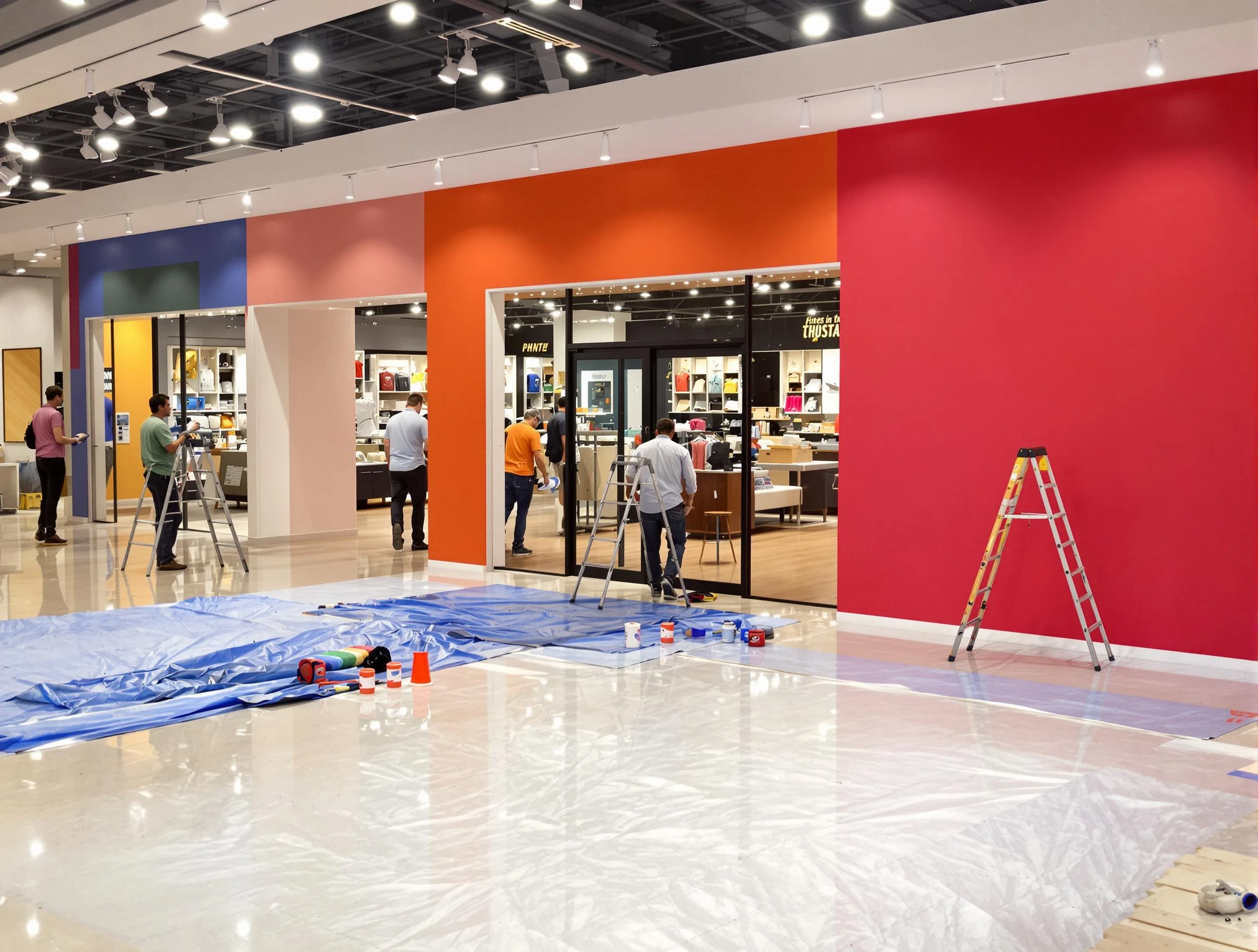 Bedford House Painters painting a commercial interior in Bedford, OH